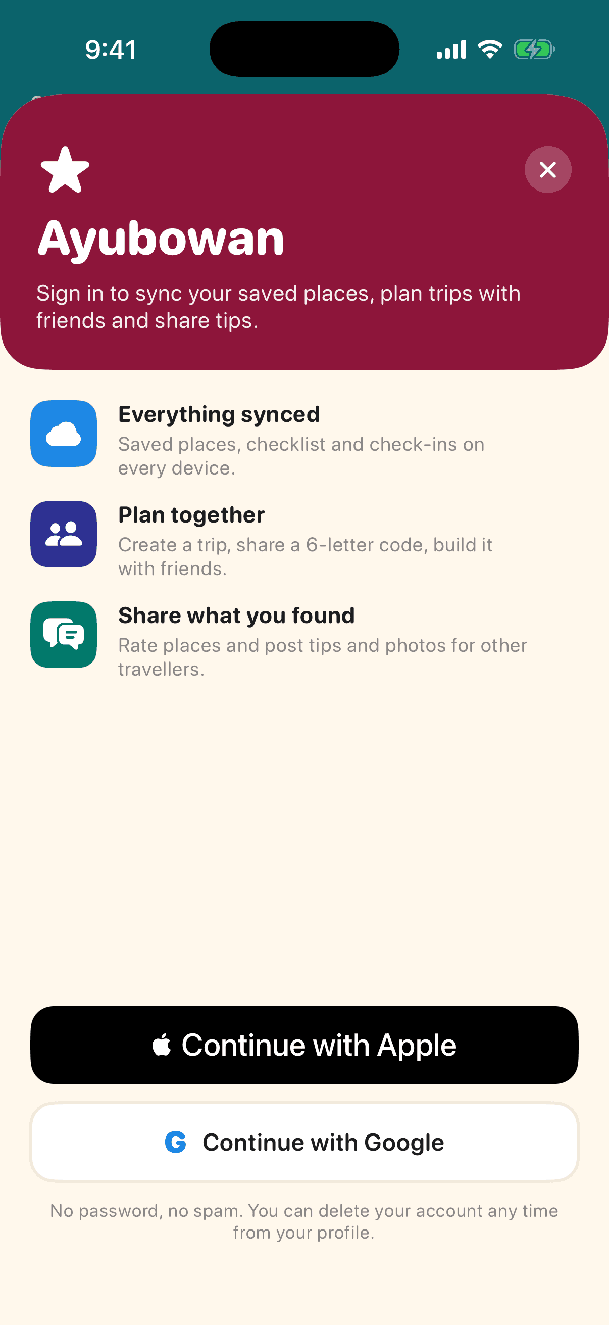 Sign in screen of the VisitSrilanka app